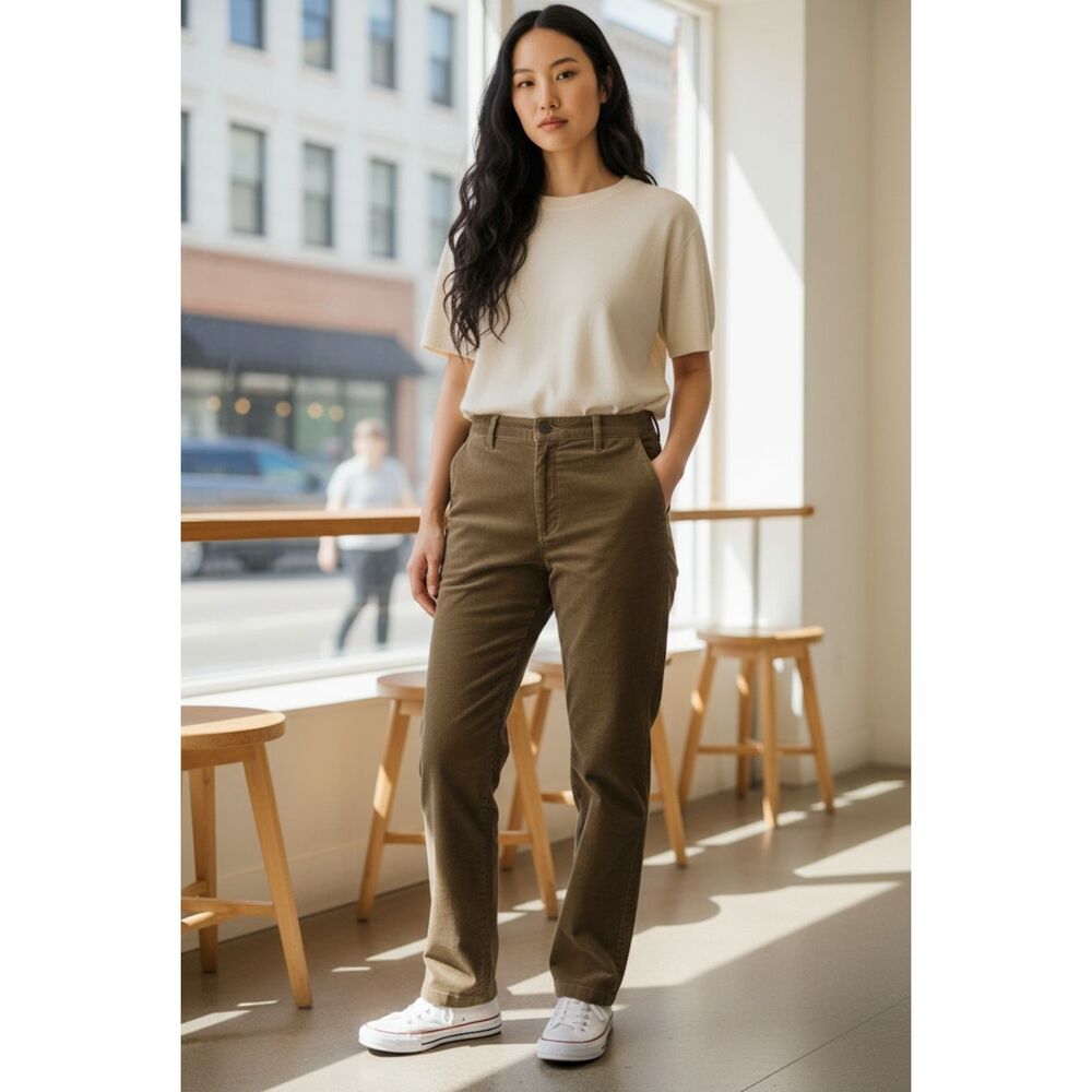 Jones Sport Caramel Color Stretch Casual Comfy Fall Sporty Straight Leg Cords 12